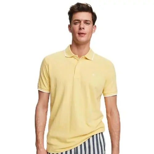 Produktbild: Scotch & Soda Herren Classic Polo Pique Quality Poloshirt, Gelb (Bamboo Yellow Melange 3573), Medium (Herstellergröße: M)
