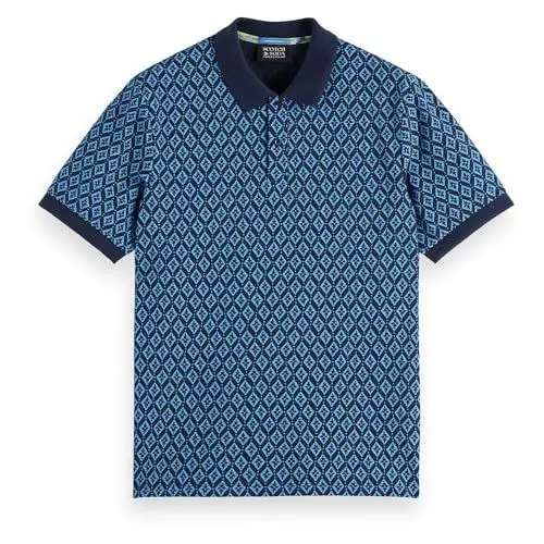 Produktbild: Scotch & Soda Herren Regular Fit Mini All Over Print Polo Shirt, Night Geo Flower 7452, M EU