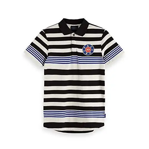Produktbild: Scotch & Soda Herren Stripe Polo with Nylon Collar Poloshirt, Mehrfarbig (Combo B 0218), Medium (Herstellergröße: M)
