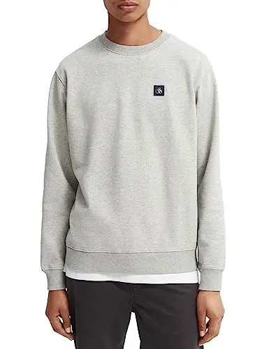 Produktbild: Scotch & Soda Men's Organic Cotton Felpa Crewneck Sweatshirt, Grey Melange 0606, XXL