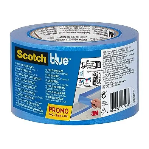 Produktbild: ScotchBlue Premium Malerabdeckband Multi-Surface, 24 mm x 41 m - Scotch Klebeband für Malerarbeiten und Dekoration zum Streichen, Lackieren, Renovieren - Abklebeband/Kreppband, 3 Stück - 70% PEFC