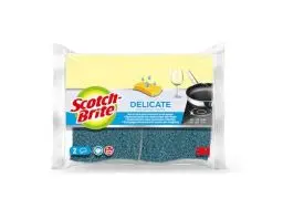 Produktbild: Scotch-Brite Delicate, Nicht kratzende Spülschwämme aus Naturfasern, 2 Stück pro Packung – Hochsaugfähig – Für Küche und Haushalt – Schonend zu unbeschichtetem Kochgeschirr und Glas