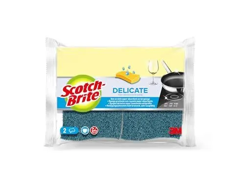 Produktbild: Scotch-Brite Delicate, Nicht kratzende Spülschwämme aus Naturfasern, 2 Stück pro Packung – Hochsaugfähig – Für Küche und Haushalt – Schonend zu unbeschichtetem Kochgeschirr und Glas