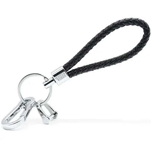 Produktbild: Scott & Webber® - Schlüsselanhänger aus geflochtenem Leder mit Edelstahl Schlüsselring, Karabiner und Schraubverschluss ideal für Autoschlüssel - für Männer und Frauen
