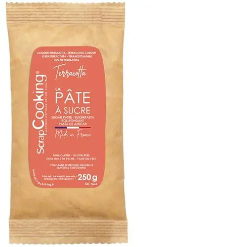 Produktbild: ScrapCooking - Fondant Rot Terrakotta 250 g - Farbstoff aus Natürlichem Ursprung - Glutenfrei, Palmölfrei - Für Kuchen, Torten - Hergestellt in Europa - 7623