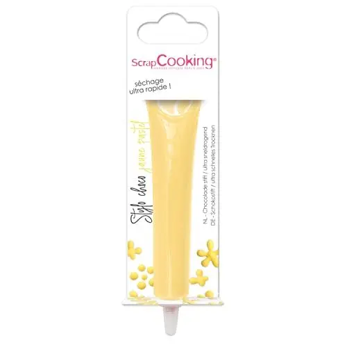 Produktbild: ScrapCooking - Schokoladenstift Pastellgelb - Zuckerschrift Gelb 25g - Essbarer Dekorativer Zuckerstift - Schreiben und Zeichnen - Beschriftung von Fondant, Glasuren, Torten - 6804