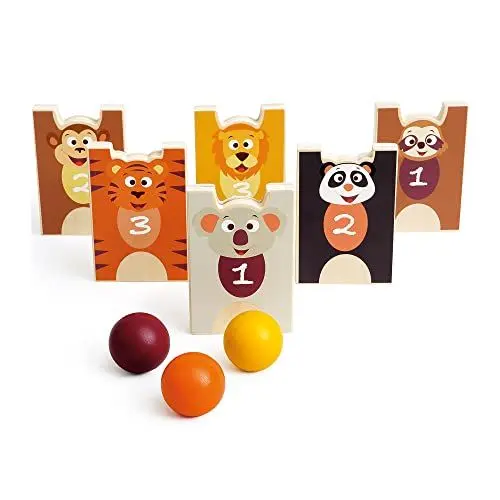 Produktbild: Scratch 276182553 2-in-1 Stapeln und Kegeln in einem Set, lustiges Kegelspiel und Tierestapeln für Kinder ab 3 Jahren, Holzspielzeug