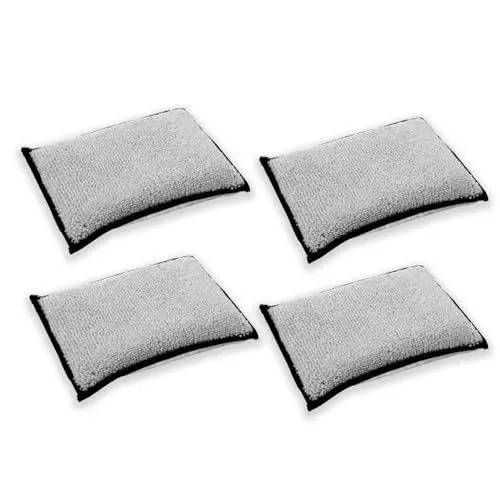 Produktbild: Scrub Pad, 4 Stück Auto Innenraum Reinigungstuch Waschbar Auto Schwamm Reinigungspads Microfaser Schwamm Autopflege Waschschwamm für Wachse Polituren Lackreiniger