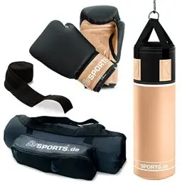 Produktbild: ScSPORTS® Boxsack - Set, 5.5/12kg, Gefüllt, mit Boxhandschuhen, Bandagen, Nylongurt, Tasche, PVC - Sandsack, Boxset, Boxsack-Set für Zuhause, Erwachsene, Boxing, Kickboxen, Boxen, MMA (12 kg)