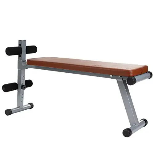 Produktbild: ScSPORTS® Hantelbank - Klappbar, Verstellbar, Flach/Negativ, mit Beinfixierung, bis 120 kg, Stahl, Rot/Schwarz - Sit Up Bank, Bauchtrainer, Trainingsbank, Flachbank, Fitnessbank für Zuhause (Rot)