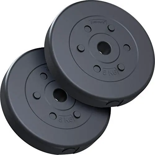 Produktbild: ScSPORTS® Hantelscheiben - 10/15/20/30/40 kg Set, 30/31mm Bohrung, Kunststoff, Schwarz - Hantelscheiben-Set, Gewichtsscheiben, Hantelgewichte, Fitness Scheiben, Gewichte für Hantel (10 KG (2x 5))
