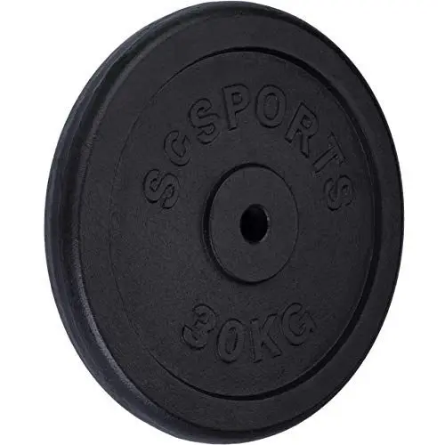 Produktbild: ScSPORTS® Hantelscheiben - Einzeln/Set, Ø 30/31 mm, Gusseisen, Gewichtswahl - Gewichtsscheiben, Hantelscheiben-Set, Hantelgewichte, Fitness Scheiben, Gewichte für Hantel (30 KG (1 x 30 kg))