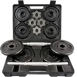 Produktbild: ScSPORTS® Kurzhanteln - 2er Set, 20 kg, mit Koffer, inkl. 8 Gewichte (4 x 2,5kg und 4 x 1,25kg), ⌀ 30/31 mm, Gusseisen, Sternverschlüsse - Kurzhantelset, Hantelset, Kurzhantel, Home Gym, Fitness