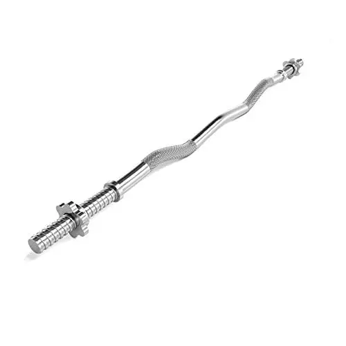 Produktbild: ScSPORTS® SZ Stange - 120cm, 30/50mm, bis 110 kg Belastbar, Gerändelt, Chrom, Silber - Langhantelstange, Curlstange, Hantelstange, Curlhantelstange, Curlhantel, SZ-Curlstange (Sternverschluss)