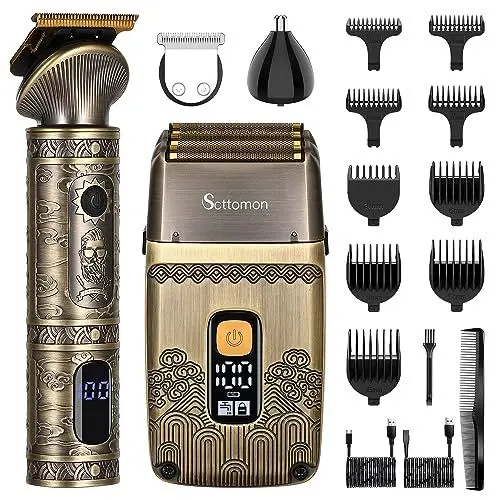 Produktbild: Scttomon T-Blade Haarschneider Elektrische Rasierer für Männer Folienrasierer Bartschneider Männer Grooming Kit Präzisionstrimmer Rasierapparat Barttrimmer Akku