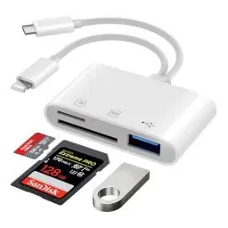 Produktbild: SD Kartenleser für iPhone iPad, Lighting & USB-C auf SD Micro SD USB Kartenleser Adapter USB C Kartenlesegerät SD Card Reader iPhone SD Karten Adapter für iPhone Speicherkartenleser Kartenadapter