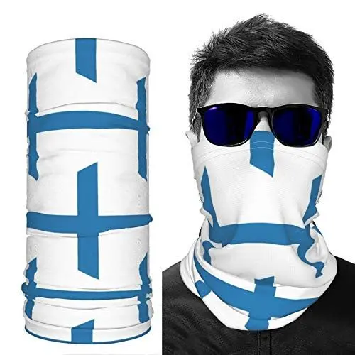 Produktbild: SD3DPrint Unisex Sturmhaube mit Finnland-Flagge, Gesichtsschal, Kopfbedeckung, Halstuch, Staubmaske, Sonne, UV-Staub, winddicht, 2 Stück