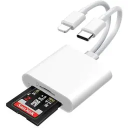 Produktbild: SD-Kartenleser für iPhone iPad, USB C auf SD Micro SD Kartenleser Adapter, iPhone SD-Kartenleser, SD Kartenleser Fotografie Speicherkartenadapter SD Karten adapter für iPhone/iPad/Android Handy/Kamera