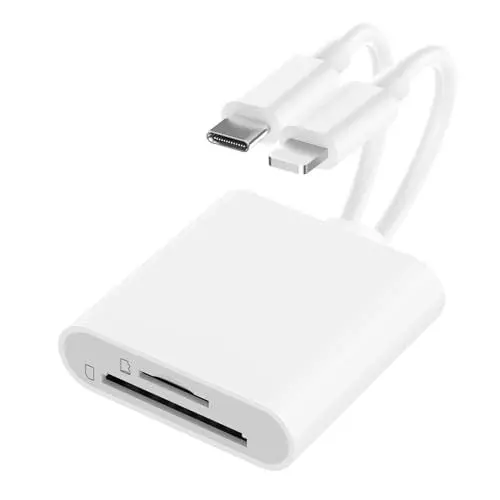 Produktbild: SD-Kartenleser für iPhone/iPad/Kamera, SD Card Reader for iPhone, Micro Kartenleser, USB C Kartenleser, Typ C Kartenleser, Speicherkartenleser für iPhone Mit Zwei Kartensteckplätzen