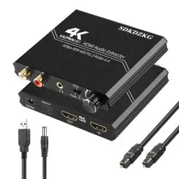 Produktbild: SDKDZKG HDMI 2.0 Audio Extraktor, HDMI Optische Toslink SPDIF 3.5mm Stereo R/L Audioausgang Konverter mit Lautstärkeregelung, Unterstützung 4K@60Hz HDCP 2.2 HDR 3D YUV 4:4:4, for PS5/4 Blu-ray