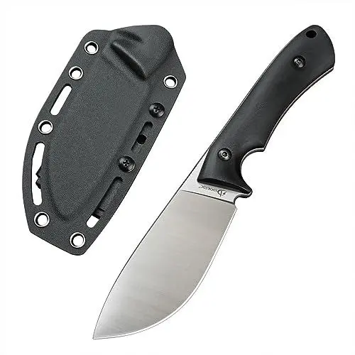 Produktbild: SDOKEDC D2 Stahl messer Feststehende Klinge mit G10 Griff & Kydex Scheide Jagdmesser für Männer EDC Outdoor Camping Survival (Schwarzer Griff)