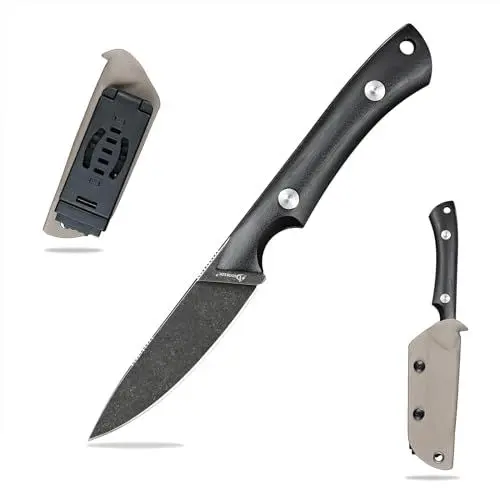 Produktbild: SDOKEDC DC53 Stahl messer Feststehende Klinge mit Kydex Scheide Jagdmesser für Männer EDC Outdoor Camping Survival（Schwarz bis Schwarz）