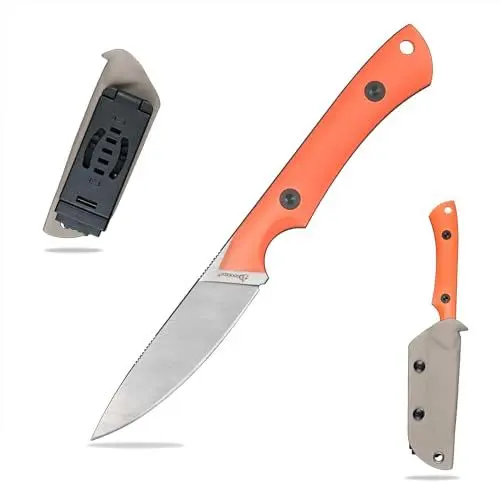 Produktbild: SDOKEDC DC53 Stahl messer Feststehende Klinge mit Kydex Scheide Jagdmesser für Männer EDC Outdoor Camping Survival (Weiß Orange)