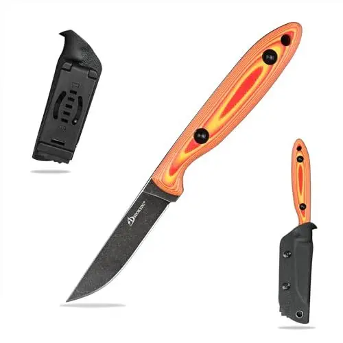 Produktbild: SDOKEDC DC53 Stahl messer Feststehende Klinge mit Micarta Griff & Kydex Scheide für Männer EDC Outdoor Camping Survival (schwarz & Zweifarbig G10)