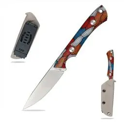 Produktbild: SDOKEDC DC53 Stahl messer Feststehende Klinge mit Kydex Scheide Jagdmesser für Männer EDC Outdoor Camping Survival (weiß Mehrfarbiger G10 Griff)