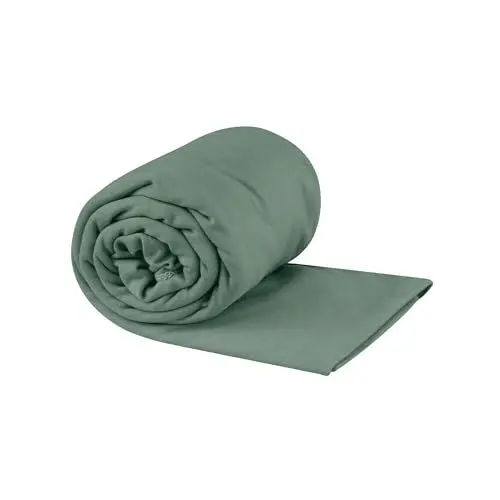 Produktbild: Sea to Summit - Pocket Towel Reisehandtuch L - Mikrofaser Badetuch - Kompakt - Ultra saugfähig & Schnelltrocknend - Leicht - Aufhänger & Tasche - Wandern - 60 x 120cm - Sage Green - 112g