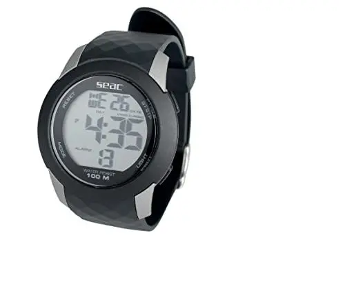Produktbild: SEAC Unisex Erwachsene Chronos Digitale Uhr, wasserdicht bis 100 m, Schwarz, Standard