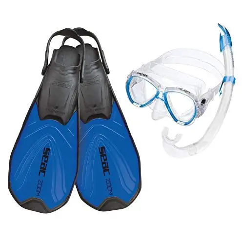 Produktbild: Seac Erwachsene Set Zoom Schnorchelset Taucherbrille Mit Schnorchel Und Flossen, blau, 45-47