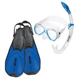 Produktbild: Seac Jungen Set Zoom Schnorchelset Taucherbrille Mit Schnorchel Und Flossen, blau, 36-38