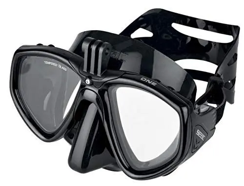 Produktbild: Seac One Pro Maske mit Adapter für GoPro Videokamera zum Tauchen und Schnorcheln, schwarz, Standard