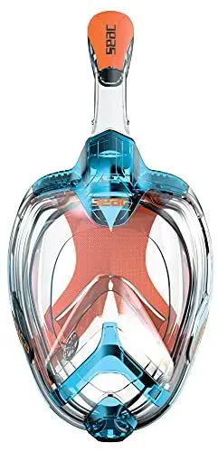 Produktbild: Seac Unisex-Adult Unica SLT Vollgesichtsschnorchelmaske für Erwachsene und Kinder ab 6 Jahren, phthalatfreie hypoallergene Polymer-Gesichtsmaske, getestet und patentiert, blau, S/M