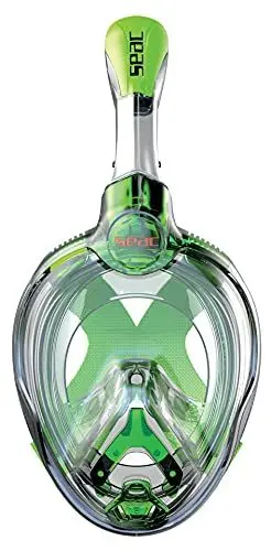Produktbild: Seac Unisex-Youth Unica SLT Vollgesichtsschnorchelmaske für Erwachsene und Kinder ab 6 Jahren, phthalatfreie hypoallergene Polymer-Gesichtsmaske, getestet und patentiert, transparent/grün, JUNIOR