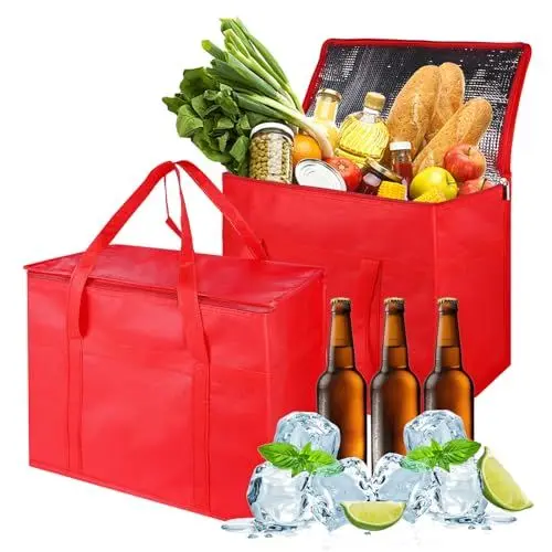 Produktbild: Seachrgif Kühltasche Gross 2 Stücke Kühltaschen faltbar groß mit verstärktem Boden – Extra Stabil ideal als Einkaufstasche, Isoliertasche, Thermotasche Kühlbox (31l)
