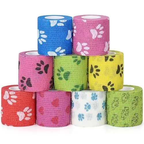 Produktbild: SEADESKY 9 Rollen Selbsthaftende Bandage Hund Vet Wrap Pet Selbstklebender Verband Selbstklebende Bandage für Haustiere Elastische Kohäsive Haftbandage Fixierbinde für Pferd Pet Cohesive Bandages