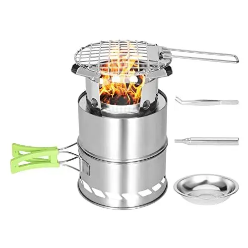 Produktbild: SEADESKY Holzofen Tragbar Campingkocher Outdoor Holzvergaser Faltbar Holzofen Camping Kocher Hobo aus Edelstahl für Picknick Wandern BBQ