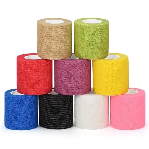 Produktbild: SEADESKY Selbstklebender Verband Selbsthaftende Bandage Elastische Binde Kohäsiver Verband Tierverband Fixierbinde für Erste Hilfe Haftbandage Verband Pet Vet Wrap 5cm*4,5m (9 Rollen)