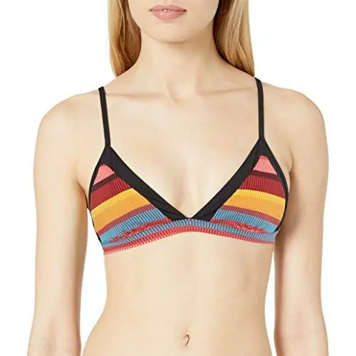 Produktbild: Seafolly Damen Baja Stripe Fixed Tri Bra Bikinioberteil, Mehrfarbig (Saffron Saffron), 40 (Herstellergröße: 14)