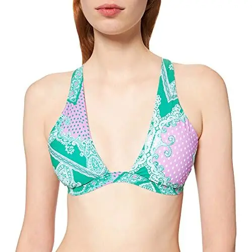 Produktbild: Seafolly Damen Bandana Bay Wrap Front Tri Bikinioberteil, Grün (Jungle Jungle), 32 (Herstellergröße: 6)
