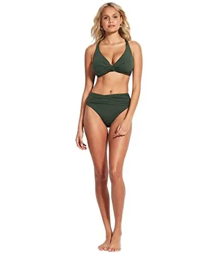 Produktbild: Seafolly Damen High Waist Wrap Front Pant Bikini-Unterteile, Ivy, 36