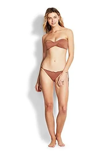 Produktbild: Seafolly Damen Stardust Twist Bandeau Bikinioberteil, Braun (Bronze Bronze), 38 (Herstellergröße: 12)