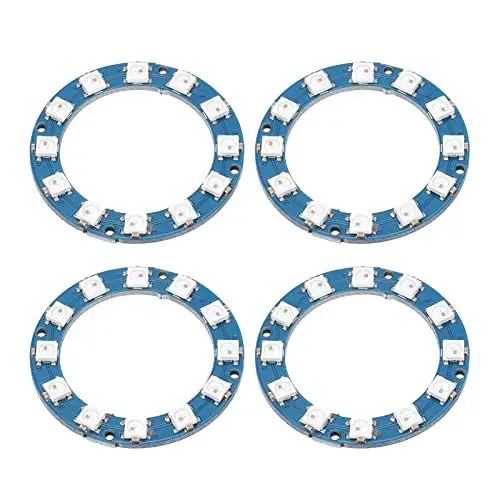 Produktbild: SEAFRONT 4PCS WS2812 5050 RGB-Kreis-RGB-Lichtpaneele Vollfarb-RGB-Lichtlampenpanel 12-Bit-Smart-Vollfarb-RGB-Streifen mit Hoher Helligkeit Rund 5V für Dekorative LED-Beleuchtung