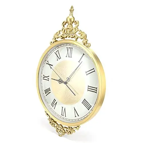 Produktbild: SEAFRONT Pendel-Wanduhr, Dekorativ, Uhr, Pendeluhr, Kupfer, Große Wanduhr, Batteriebetrieben, Leise Uhr für Wohnzimmer, Büro, Heimdekoration, Innendekoration, 53,3 X 35,9 cm
