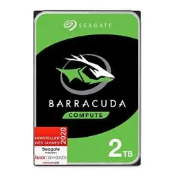 Produktbild: Seagate BarraCuda 2TB, Interne Festplatte HDD, 3.5 Zoll, 7200 U/Min, 256 MB Cache, SATA 6GB/s, silber, inkl. Data Rescue Service (ST2000DMZ08)