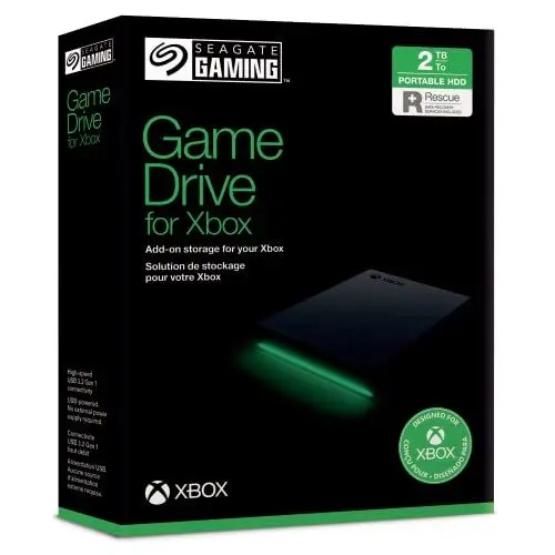 Produktbild: Seagate Game Drive Xbox 2TB tragbare externe Festplatte 2.5 Zoll, USB 3.0, Xbox,schwarz, 2 Jahre Rescue Service, Modellnr.: STKX2000400