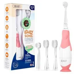 Produktbild: Seago Elektrische Zahnbürste Kinder Baby Zahnbürste ab 0 1 2 3 Jahr, mit LED Licht, Runder Weich Ersatzbürsten, Elektrische Zahnbürste Baby,2 Minuten Smart Timer, Wasserdicht IPX7,SG513(Blau)