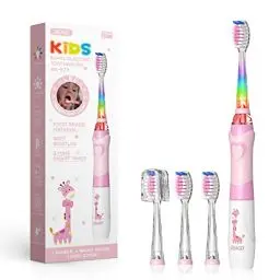 Produktbild: Seago Elektrische Zahnbürste Kinder ab 3 Jahren mit bunten LED Licht, 4 Aufsteckbürste, Smart Timer, Wasserdicht IPX7, SG977(Rosa)